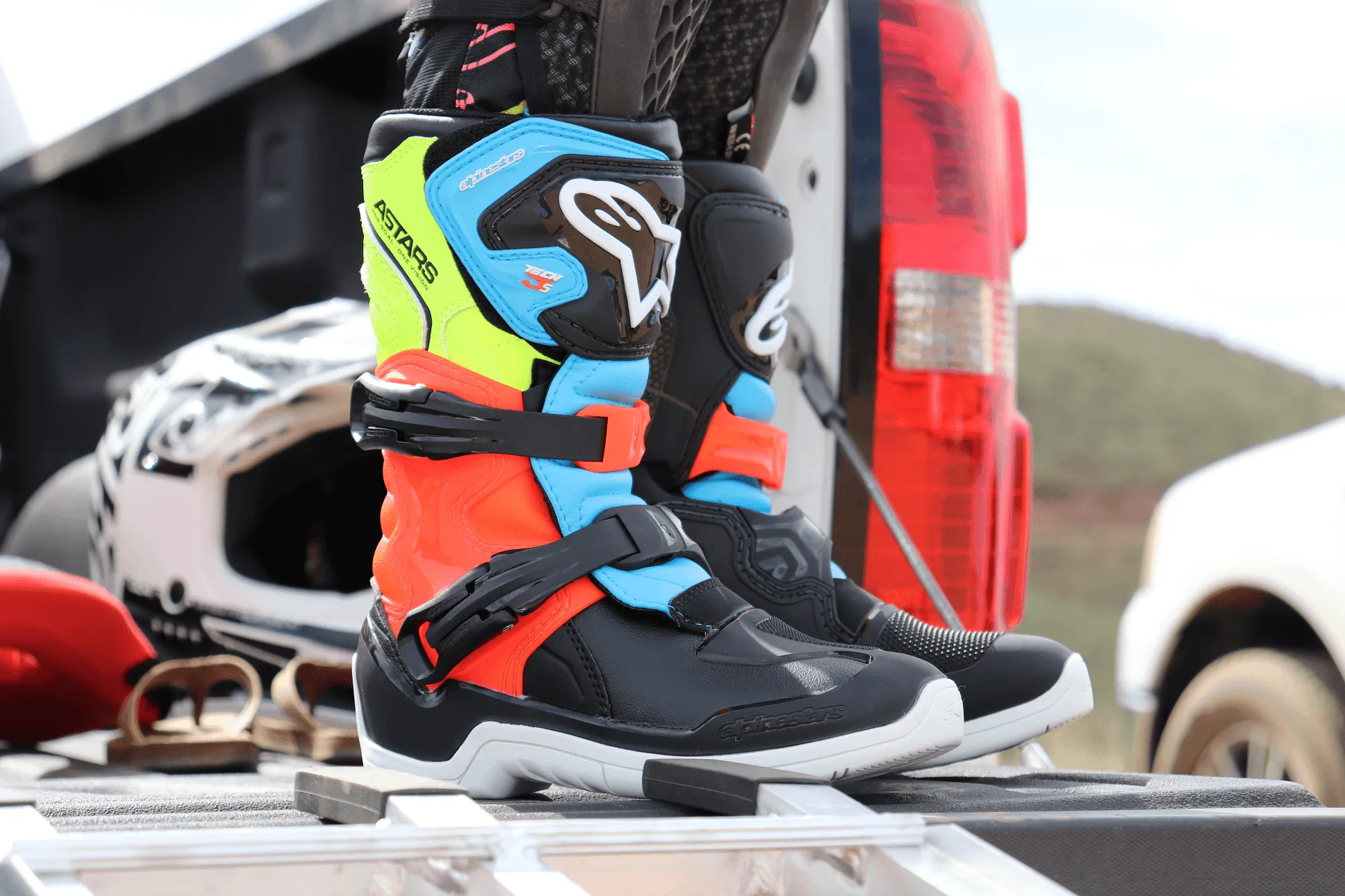 Alpinestars Youth Tech 3S Black/Blue/Yellow/Red Boots