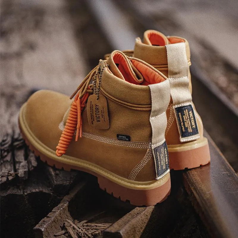 Autumn New Style Martin Boots High-top Rhubarb Boots British Style Tooling Men's Shoes
