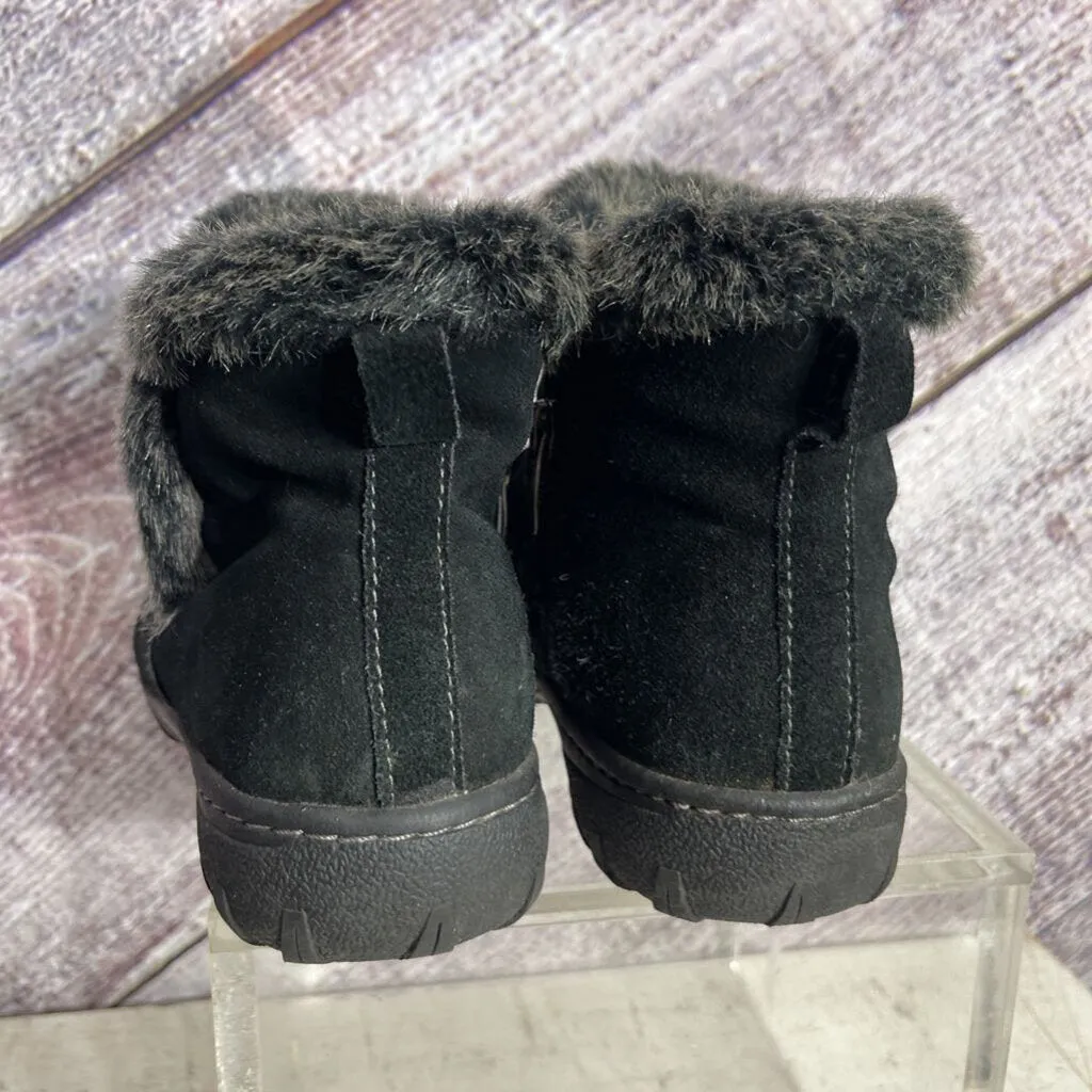 KHOMBU BLACK FAUX FUR BONNIE ANKLE BOOTS SIZE 7 D2C TCC