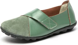 Ladies Leather Slip On Flat Loafers,Low Top Casual Walking Nurse Shoes,Outdoor Versatile Trendy Driving Shoes.