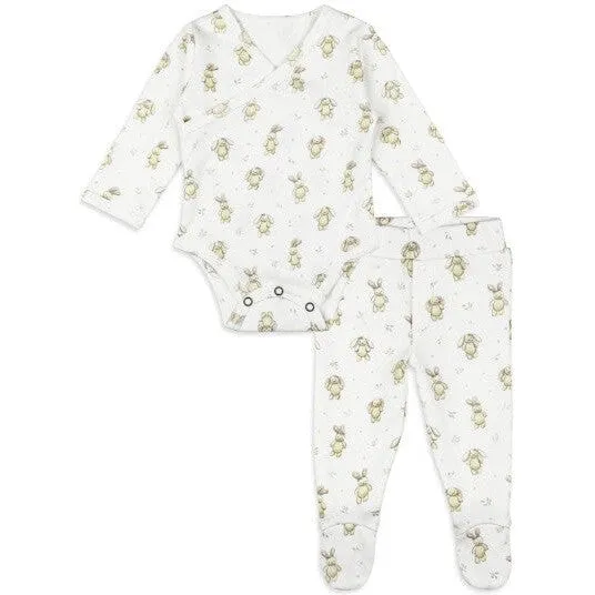 L'ovedbaby Organic Wrap Bodysuit & Footed Pant Set | Brixy Bunny Biscuit