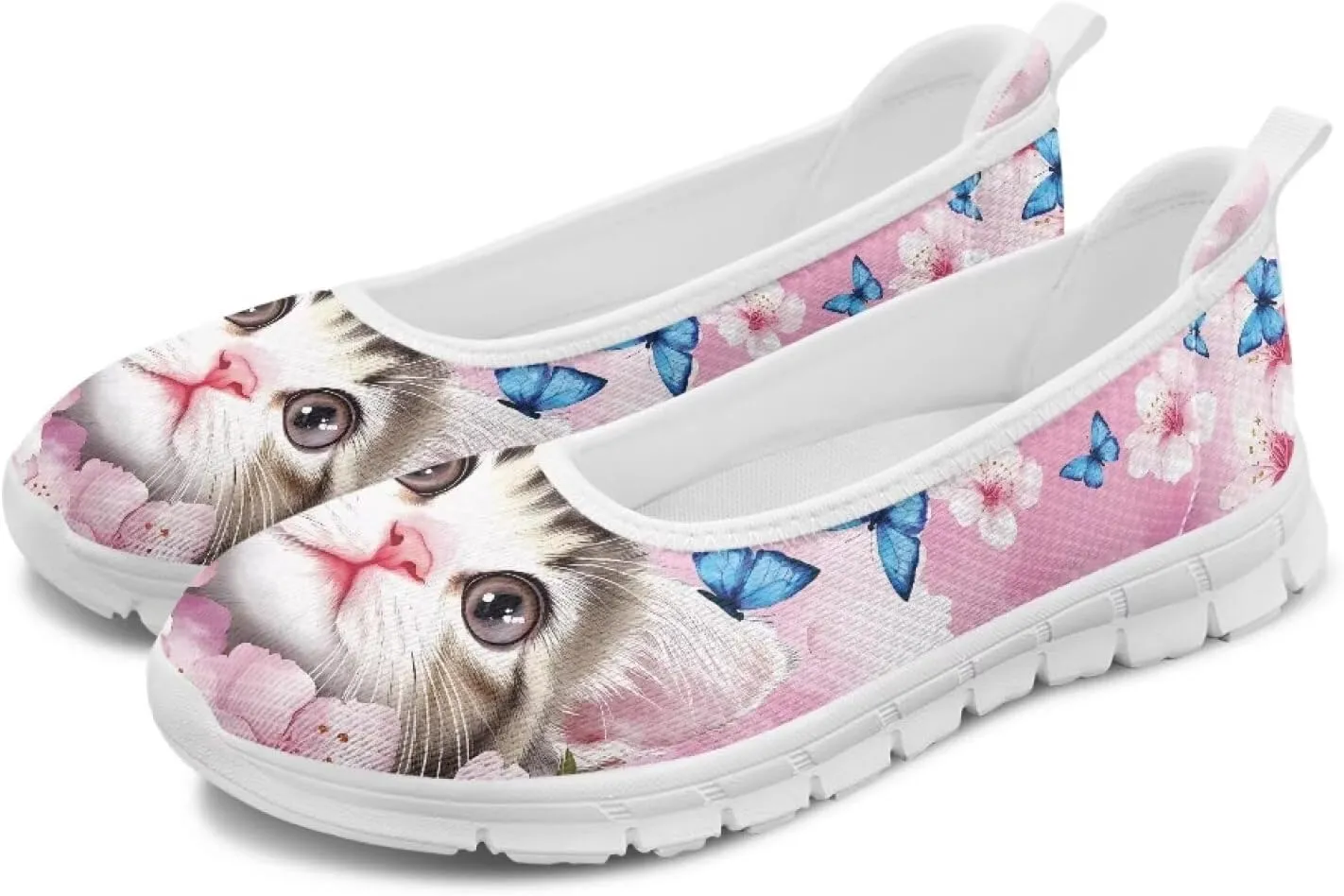 Womens Lightweight Slip On Walking Shoes Fashion Casual Loafers Comfortable Versatile Nursing Shoe for Workout Party Size 6-11 White Sole