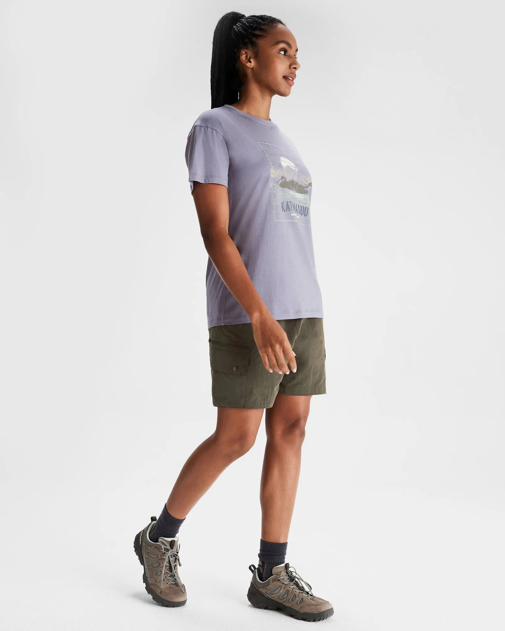 Women's Mt Cook Organic Cotton T-shirt - Dark Haze
